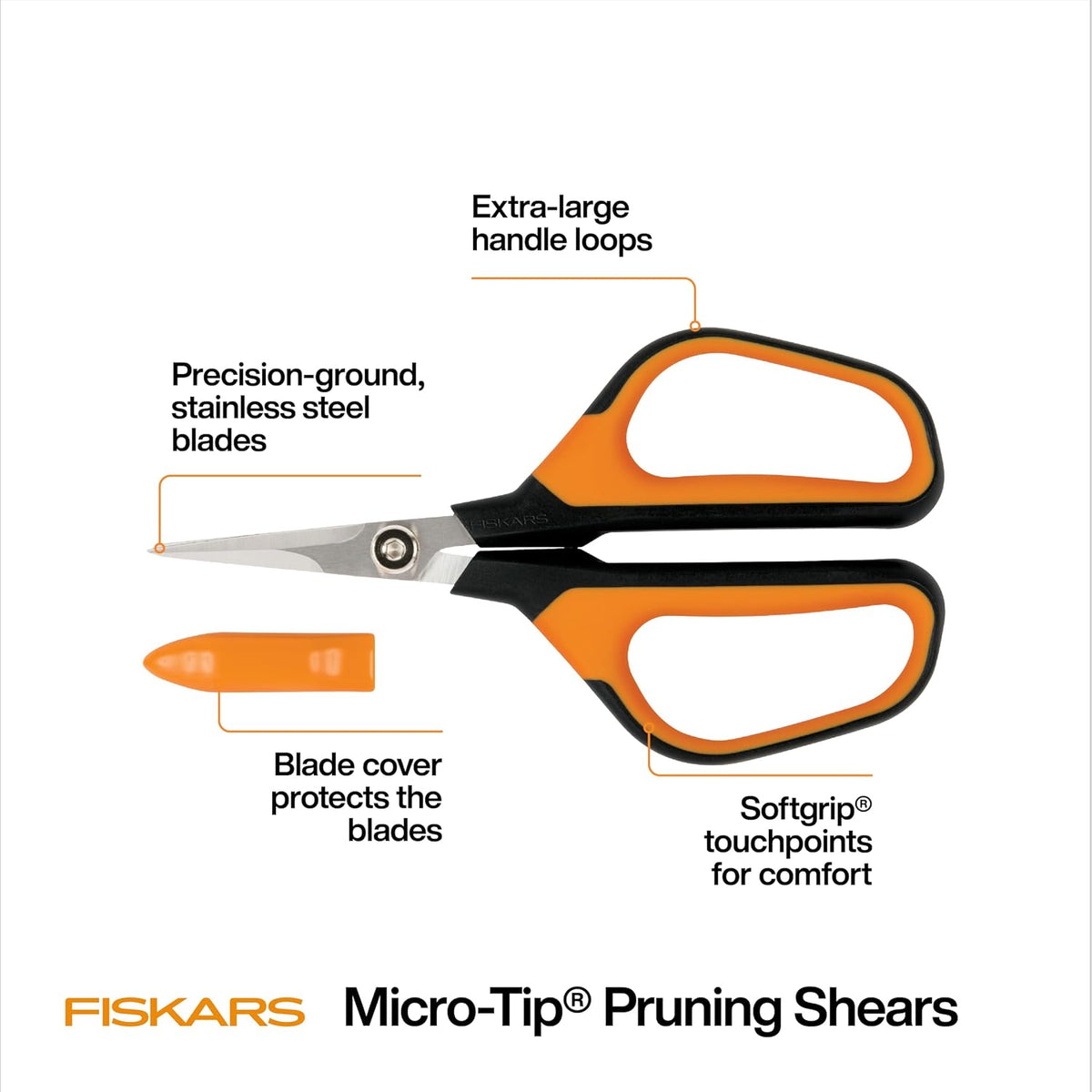 Fiskars Comfort Loop Micro-Tip Pruning Snips, 7 in