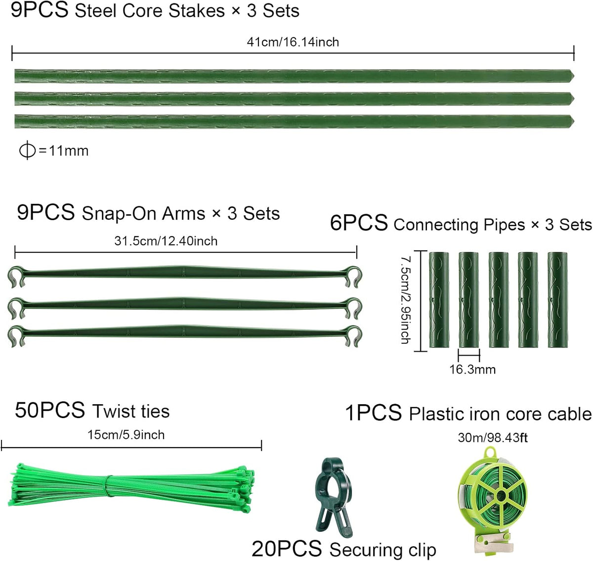 Garden Mesh Netting Kit with Hoops and Clips, 8 x 26 ft