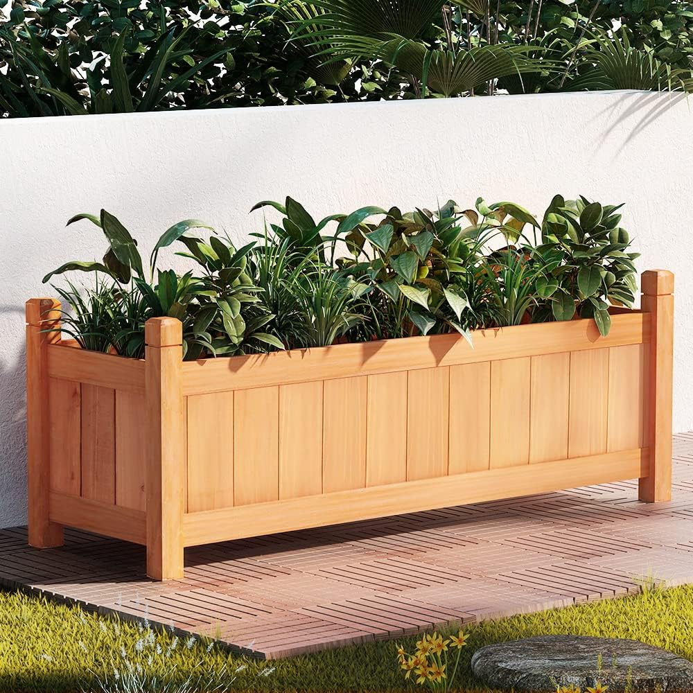 Green Fingers Wooden Planter Box, 90 x 30 x 33 cm