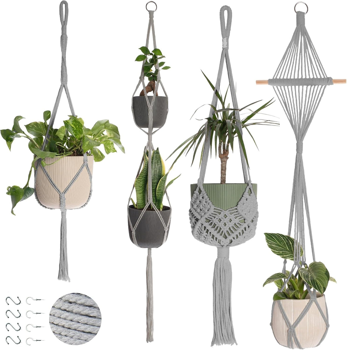 Nook Theory Macrame Plant Hangers, 6 Pack