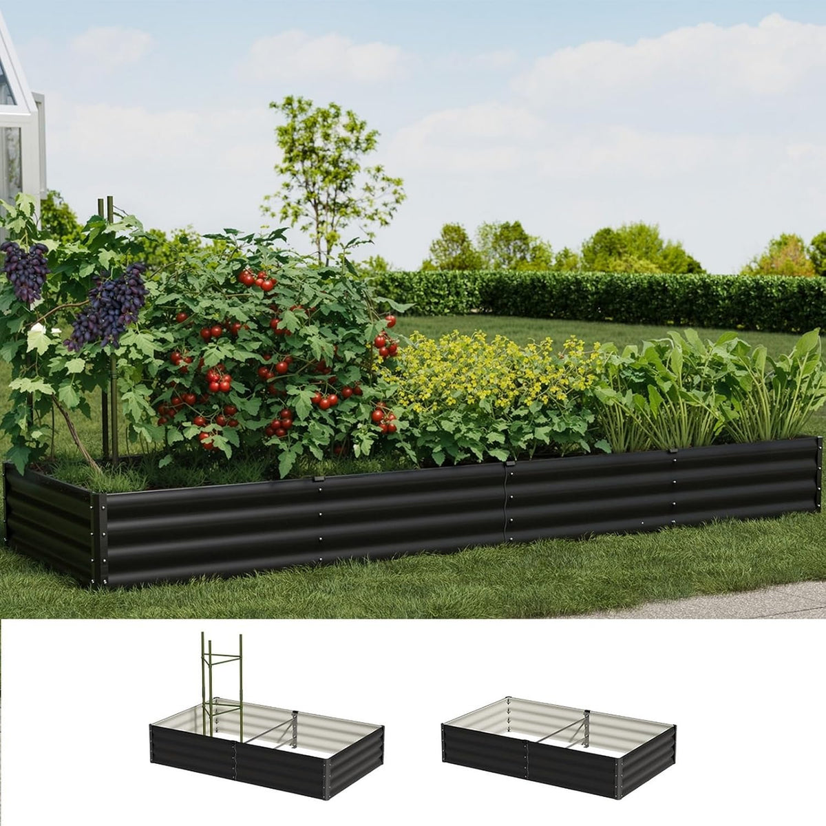 Livsip Galvanised Raised Garden Bed, 240 x 80 x 56 cm