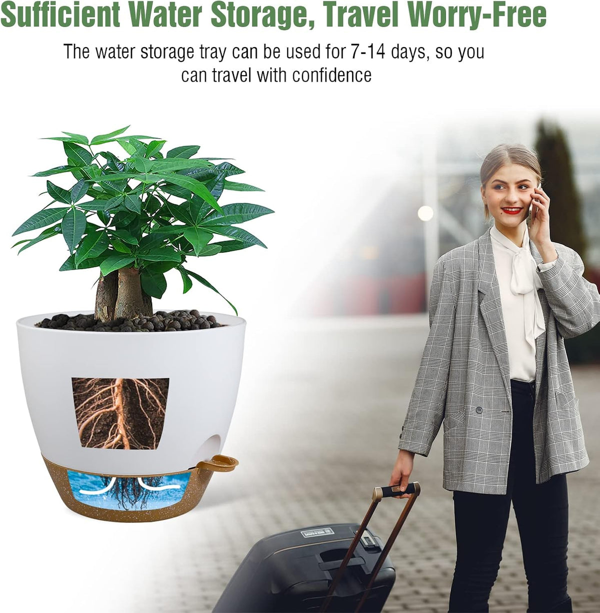UOUZ Self-Watering Pots, 12 in, Black