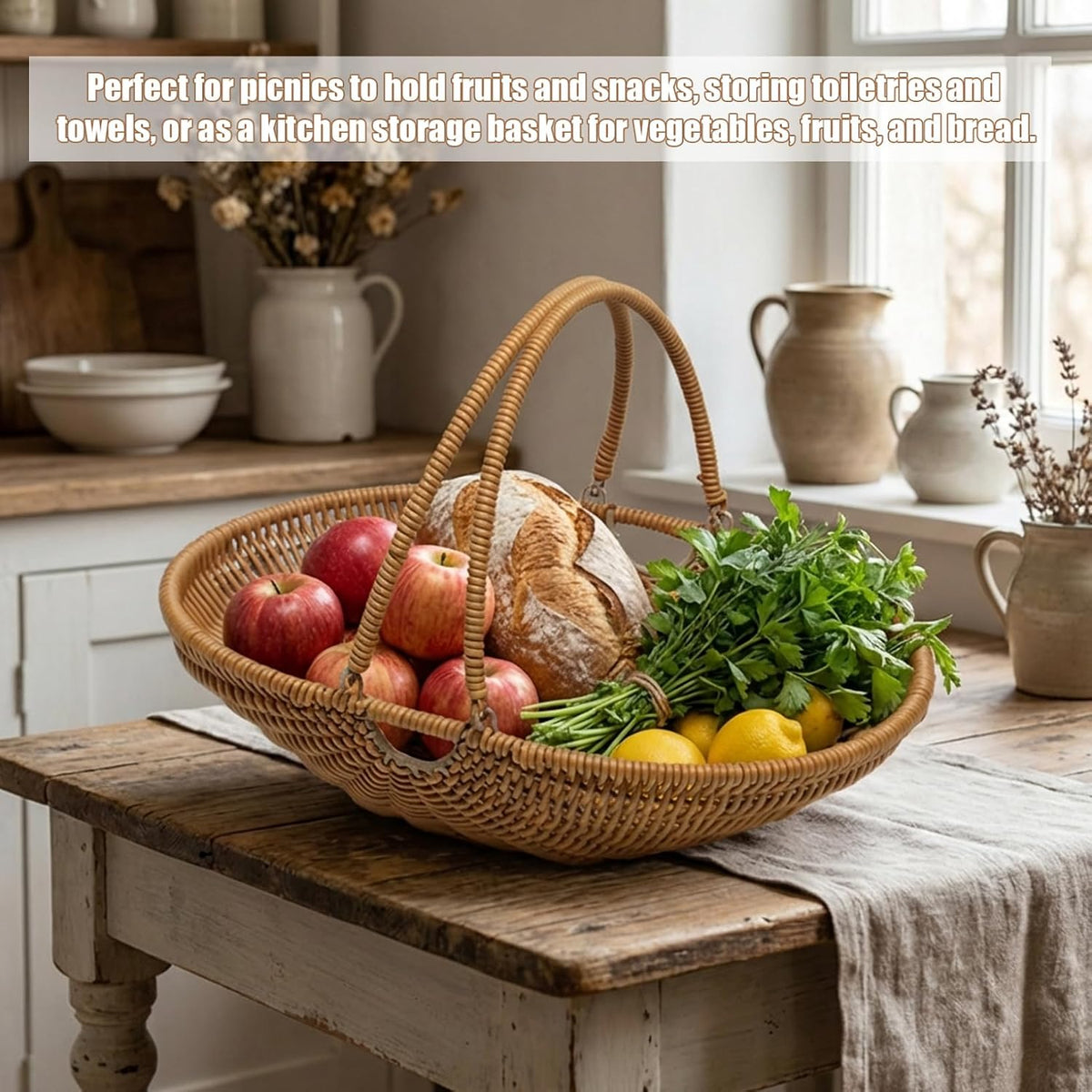 Premium PP Woven Harvest Basket with Foldable Handles