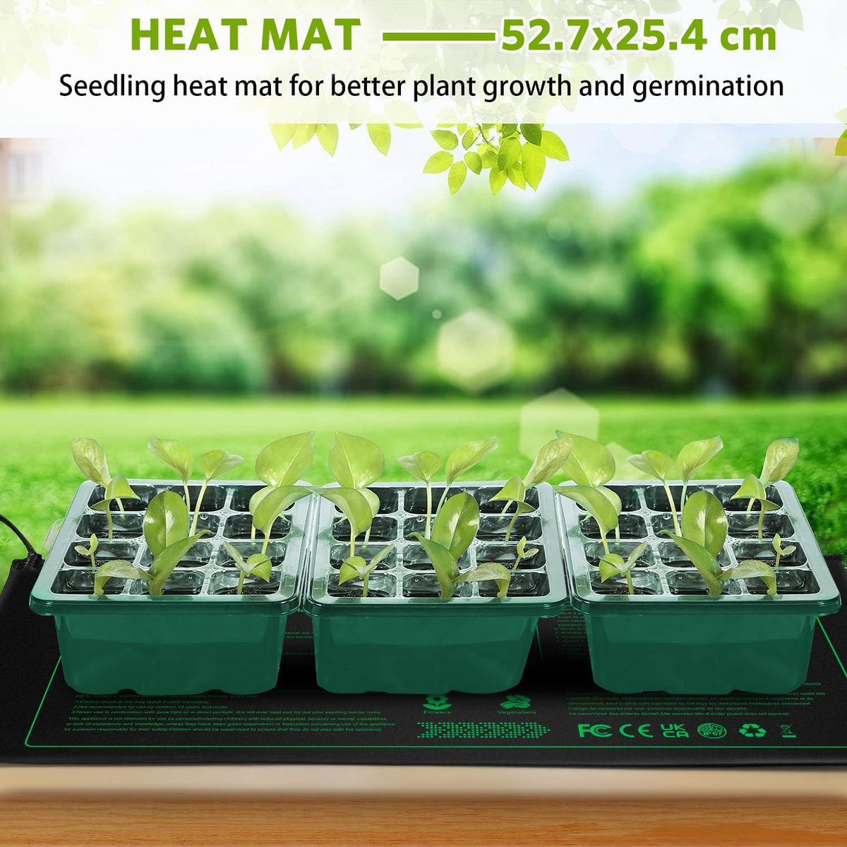 Seed Starter Tray with Heat Mat and Grow Light