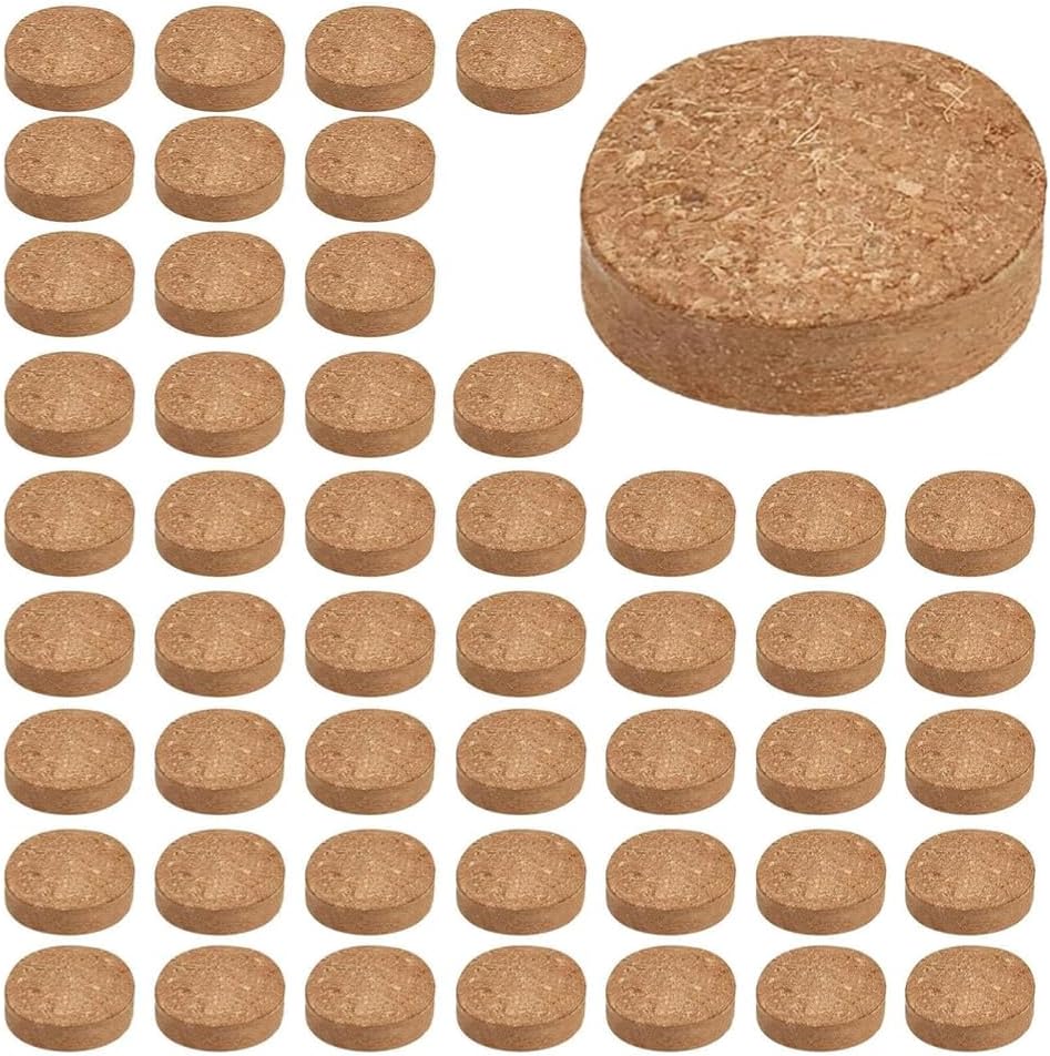 Compressed Coconut Coir Soil Discs, 50 Pack, 30 mm