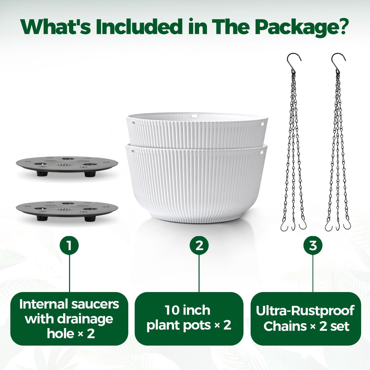 T4U Hanging Plant Pots, 2 Pack, 20 cm