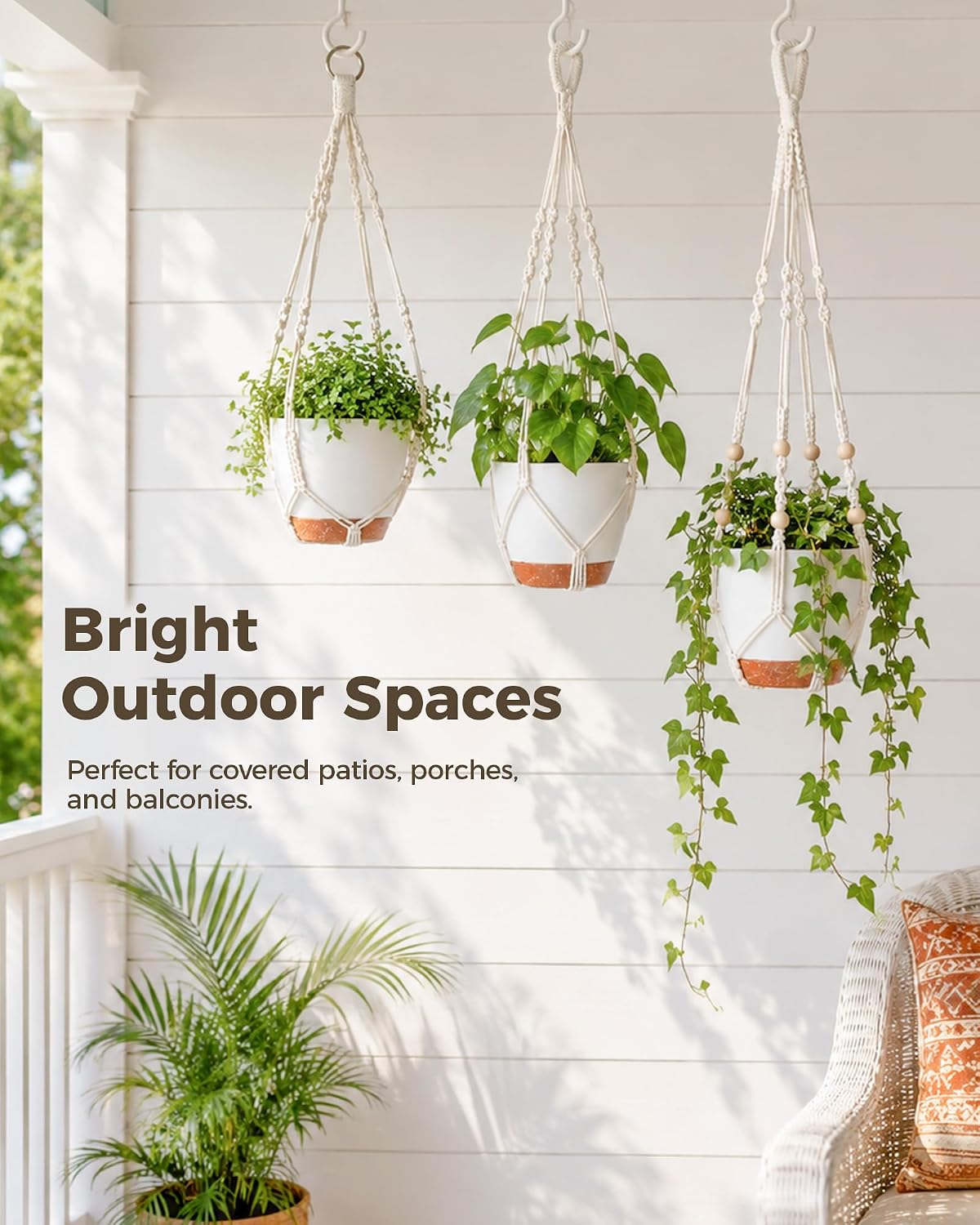 Bamworld Macrame Plant Hangers, 3 Pack