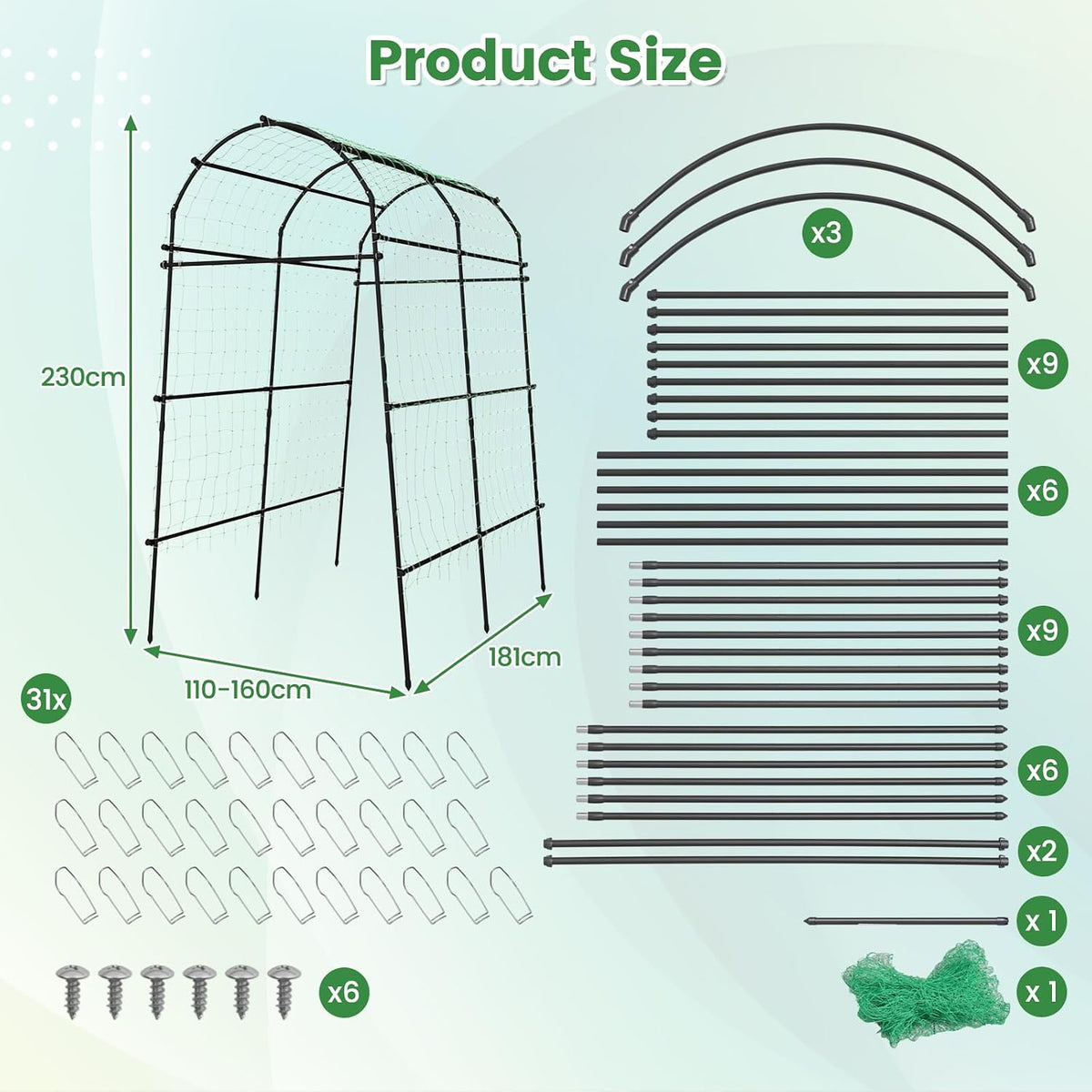 Costway Garden Arch Trellis, 230 cm