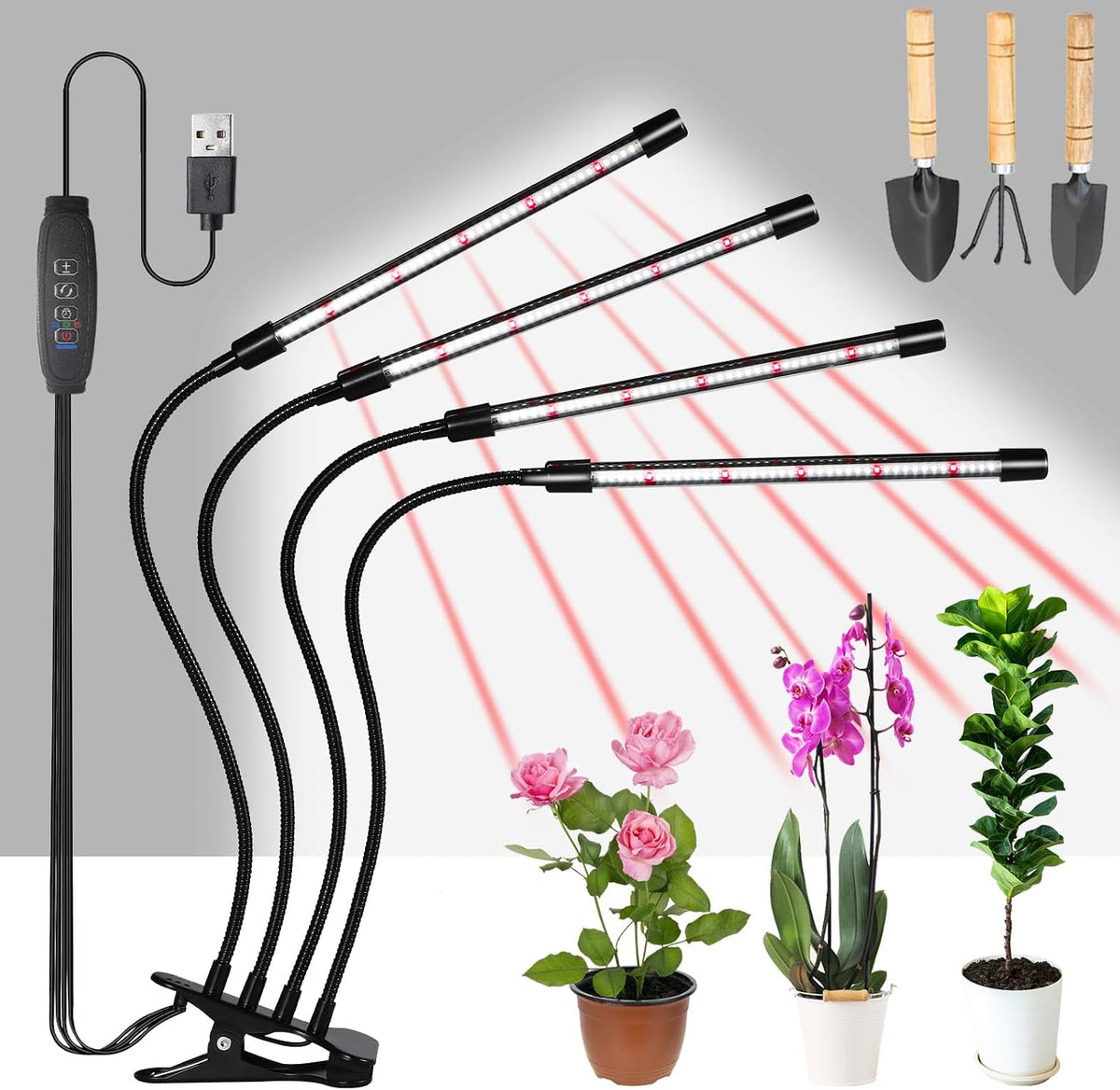Clip-On LED Grow Lights with Timer, 2 Pack