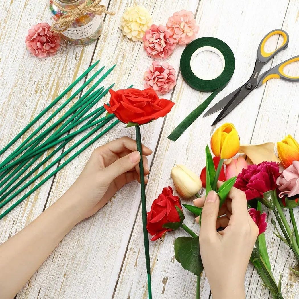 Wooden Plant Stakes with Twist Ties, 100 Pack