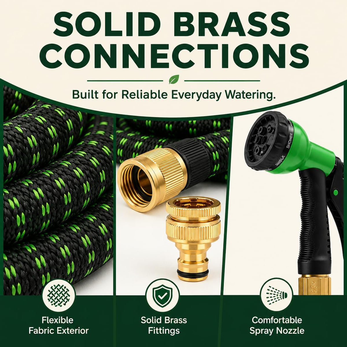 Stretch Garden Hose with 8-Function Nozzle, 7.5 m