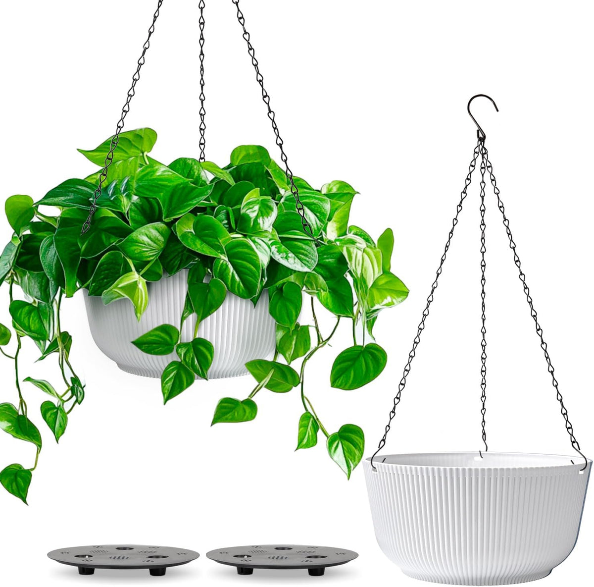 T4U Hanging Plant Pots, 2 Pack, 20 cm