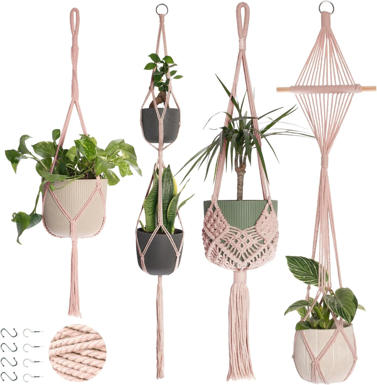 Nook Theory Macrame Plant Hangers, 6 Pack