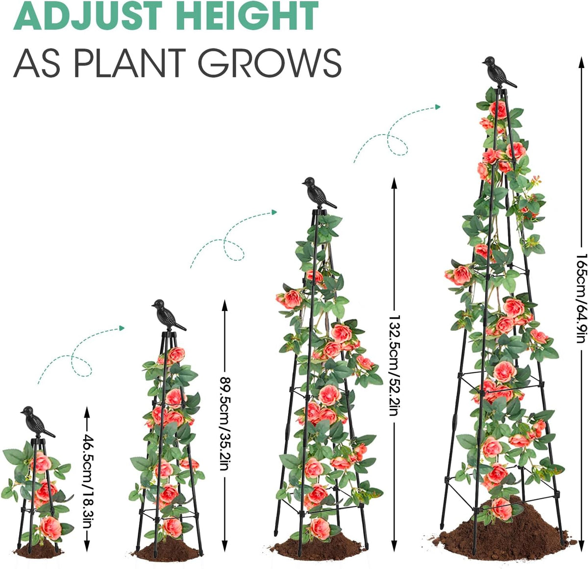 Adjustable Plant Trellis, 2 Pack, 65 in