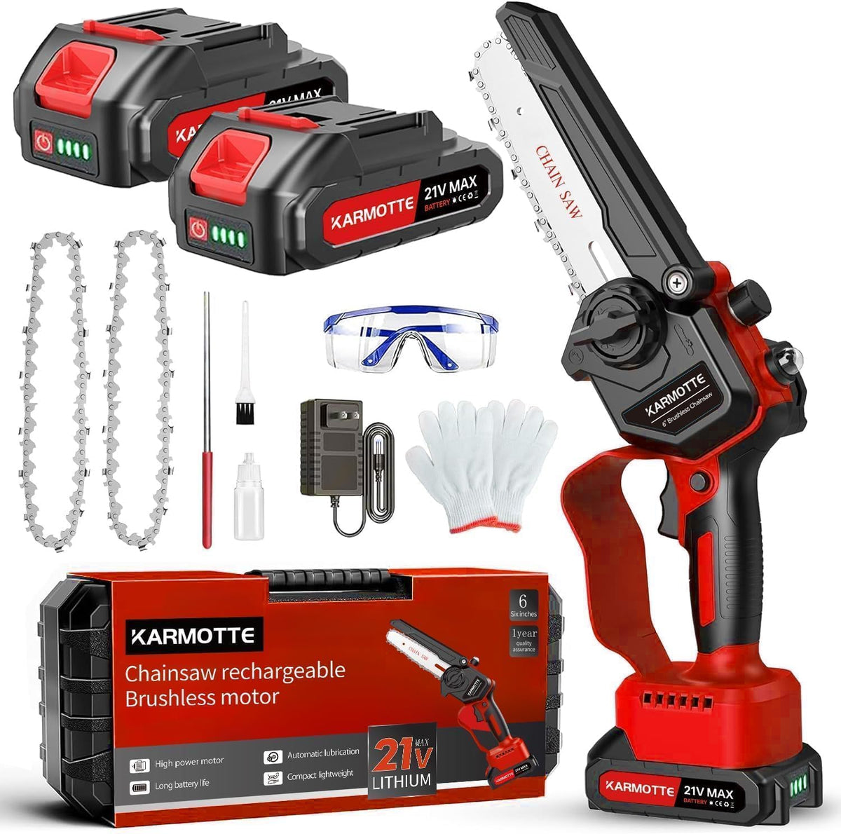 Mini Chainsaw, 6 in, with 2 Batteries