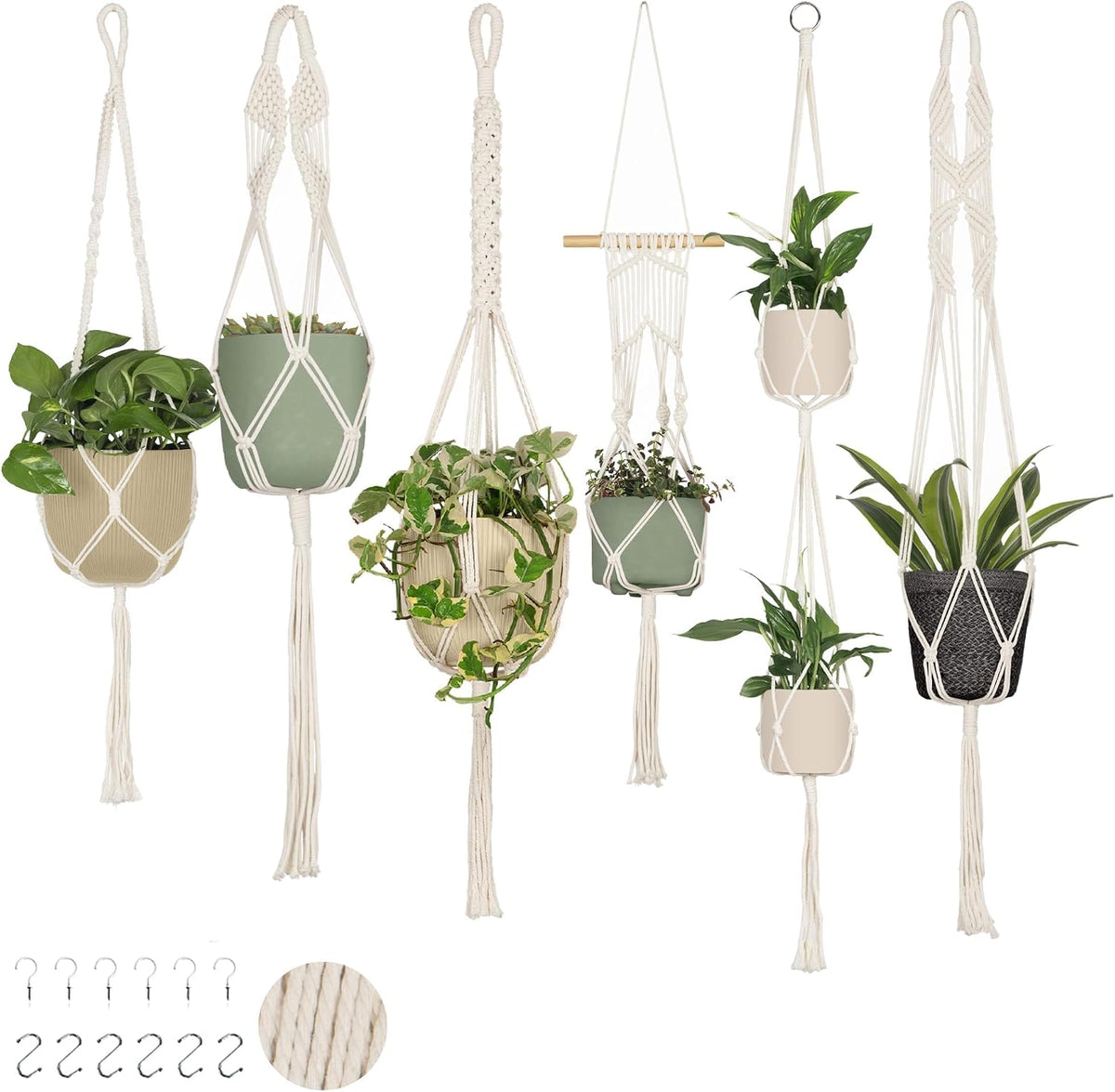 Nook Theory Macrame Plant Hangers, 6 Pack