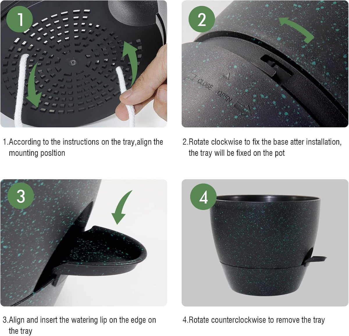 UOUZ Self-Watering Pots, 12 in, Black