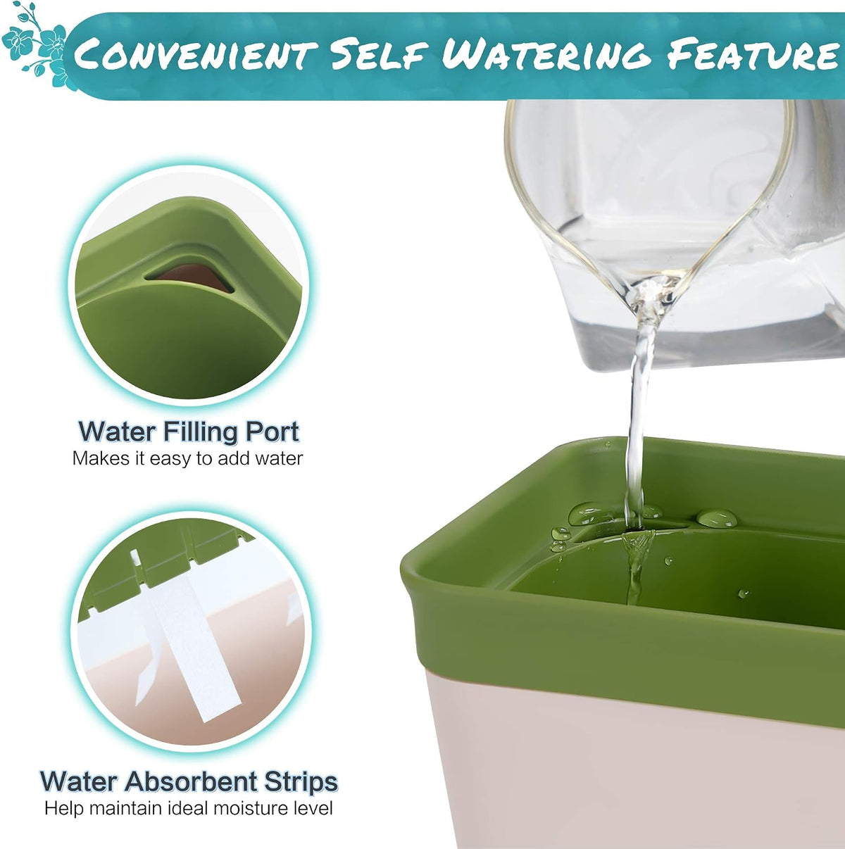Amazing Creation Large Self-Watering Window Planters, 3 Pack