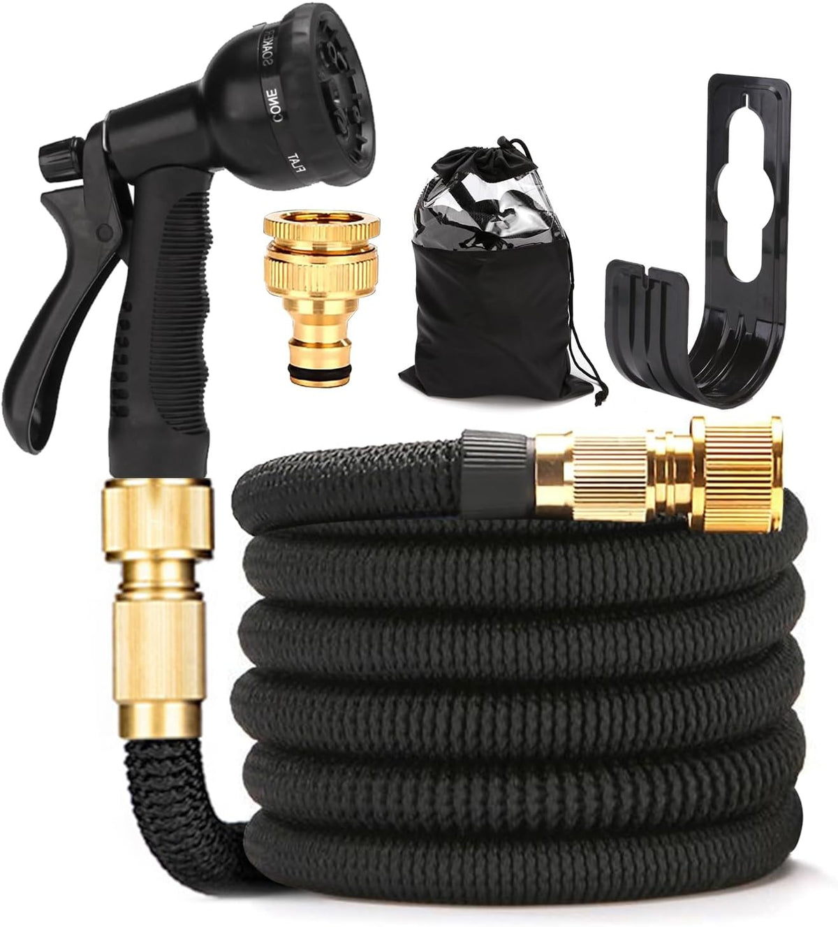 Stretch Garden Hose with 8-Function Nozzle, 7.5 m