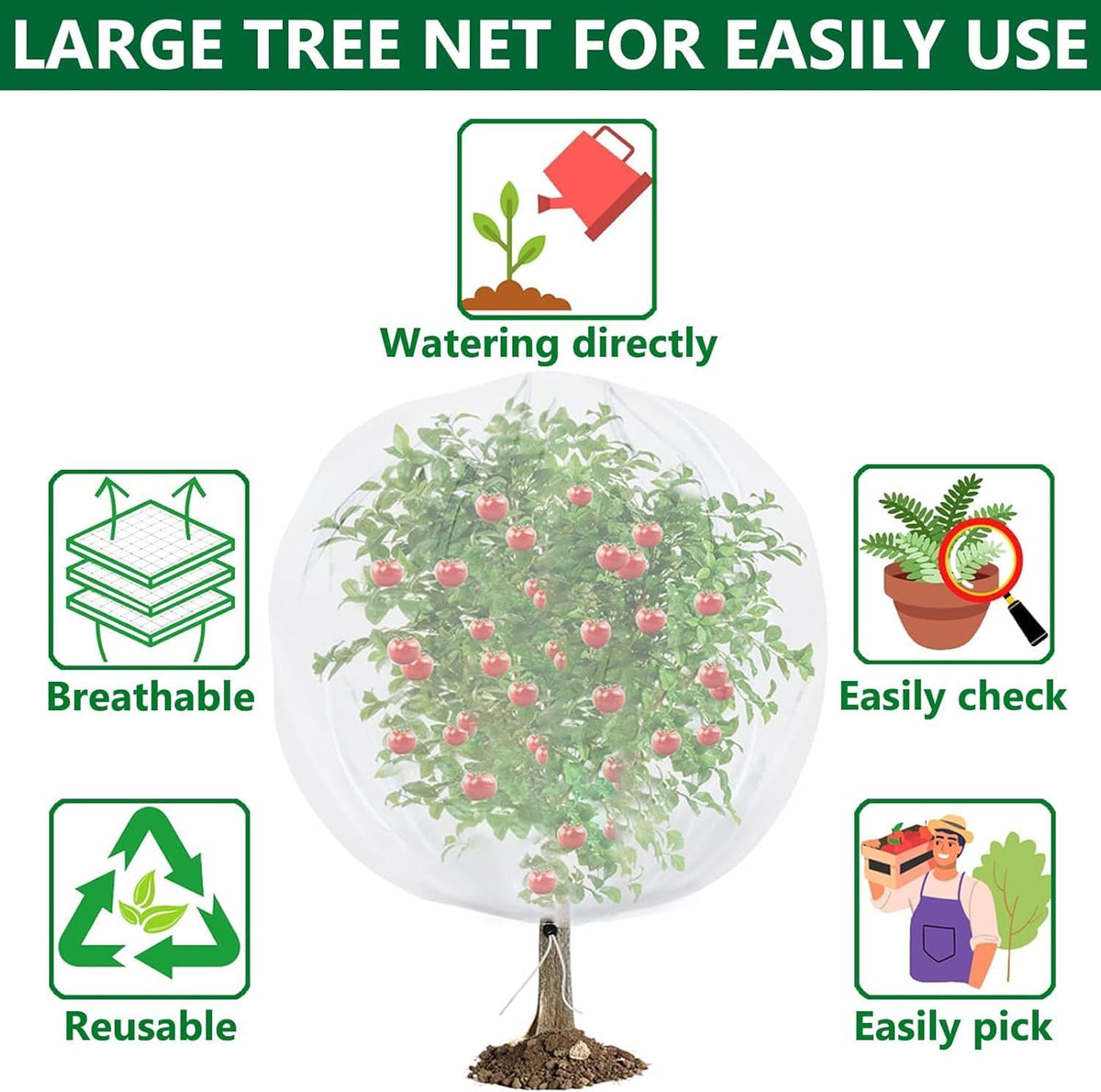 Large Fruit Tree Netting, 10 x 10 ft