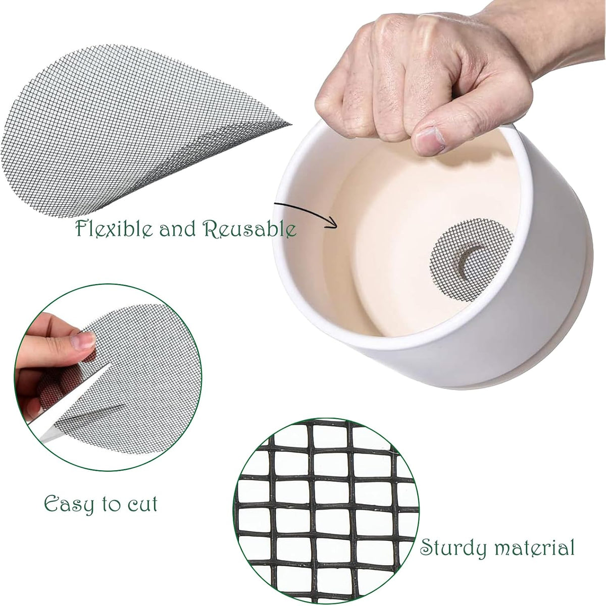 Flower Pot Drainage Mesh, 10 cm, 50 Pack