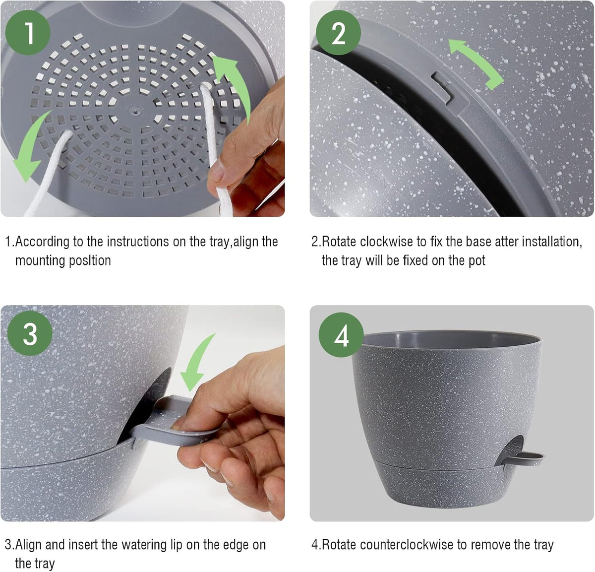 UOUZ Self-Watering Pots, 12 in, Black