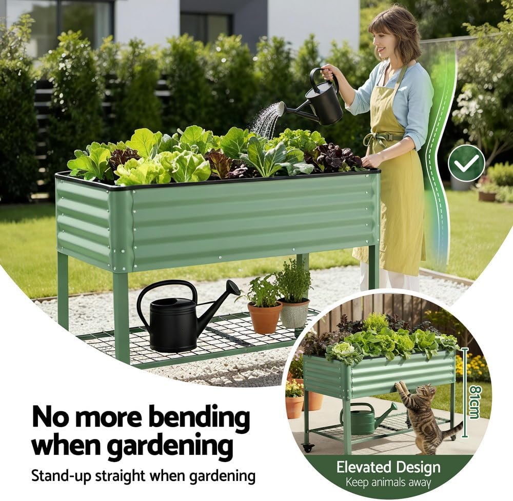 Green Fingers Mobile Raised Garden Bed, White