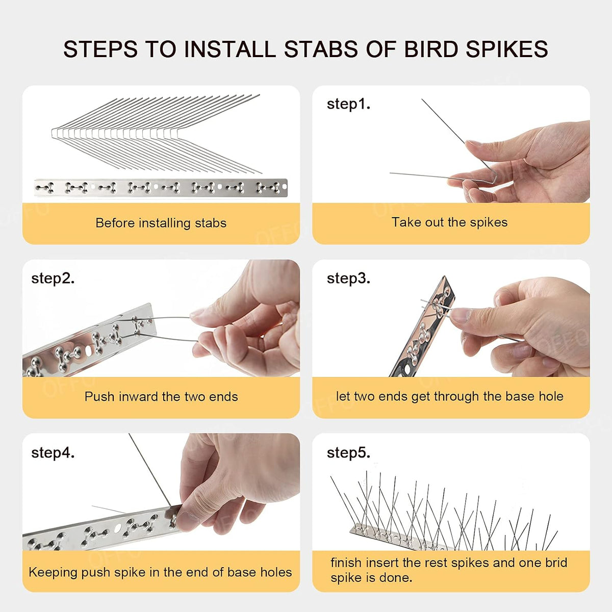 OFFO Stainless Steel Bird Spikes, 2.08 m