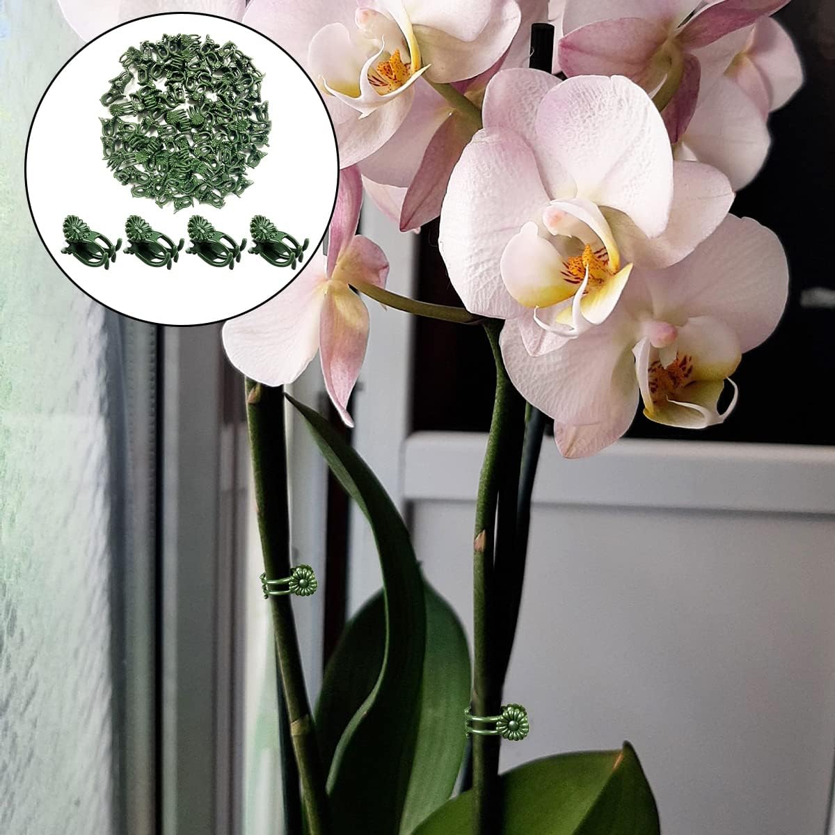 Green Orchid Support Clips, 100 Pack