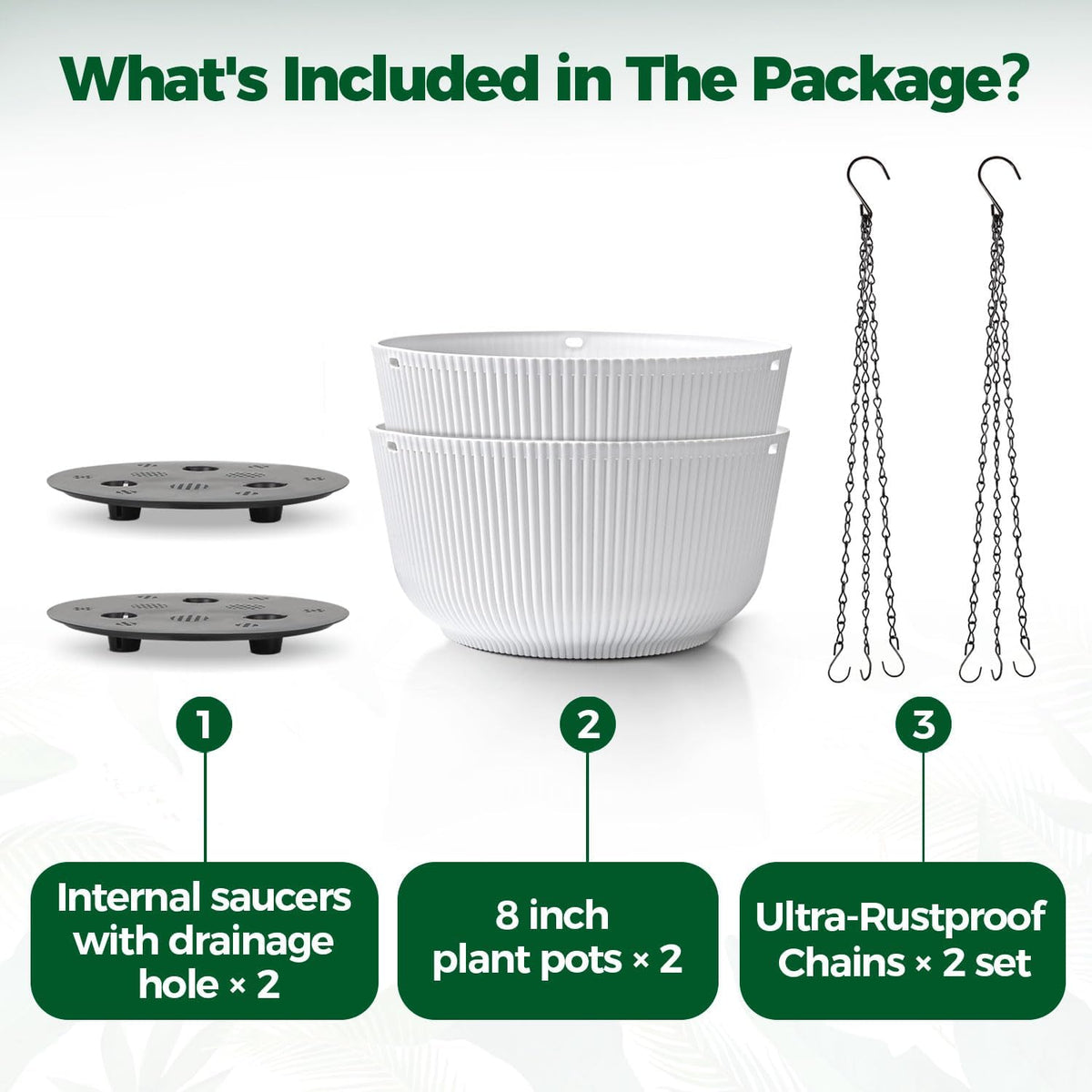 T4U Hanging Plant Pots, 2 Pack, 20 cm