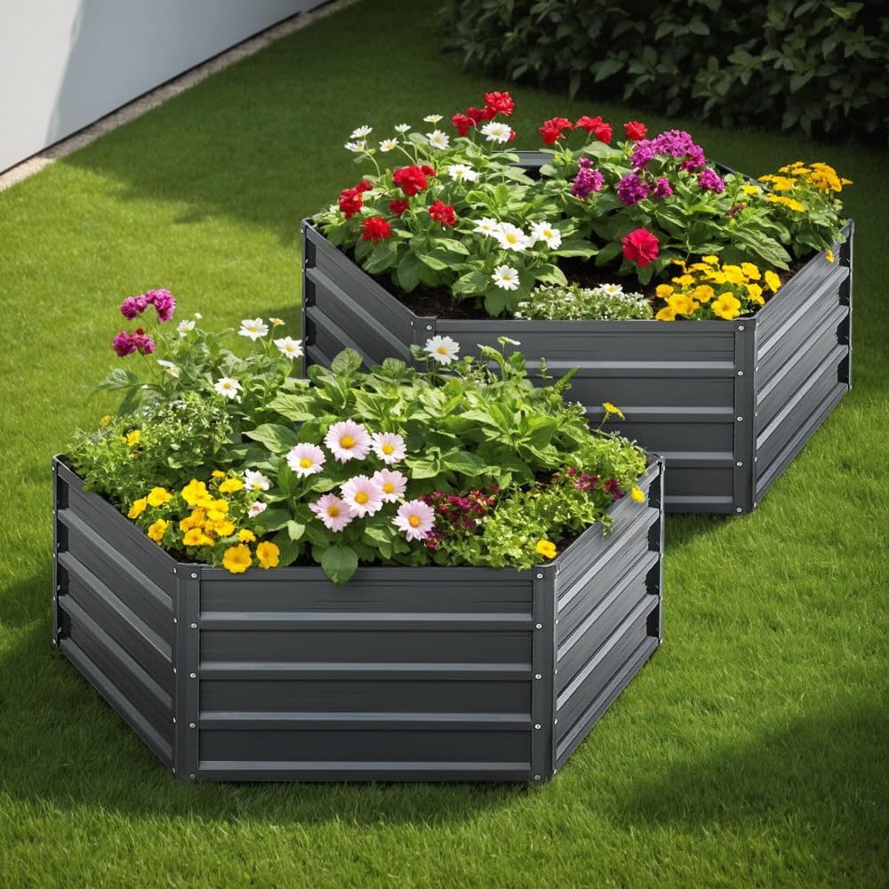Green Fingers Galvanised Garden Beds, 2 Pack, 150 x 90 x 30 cm
