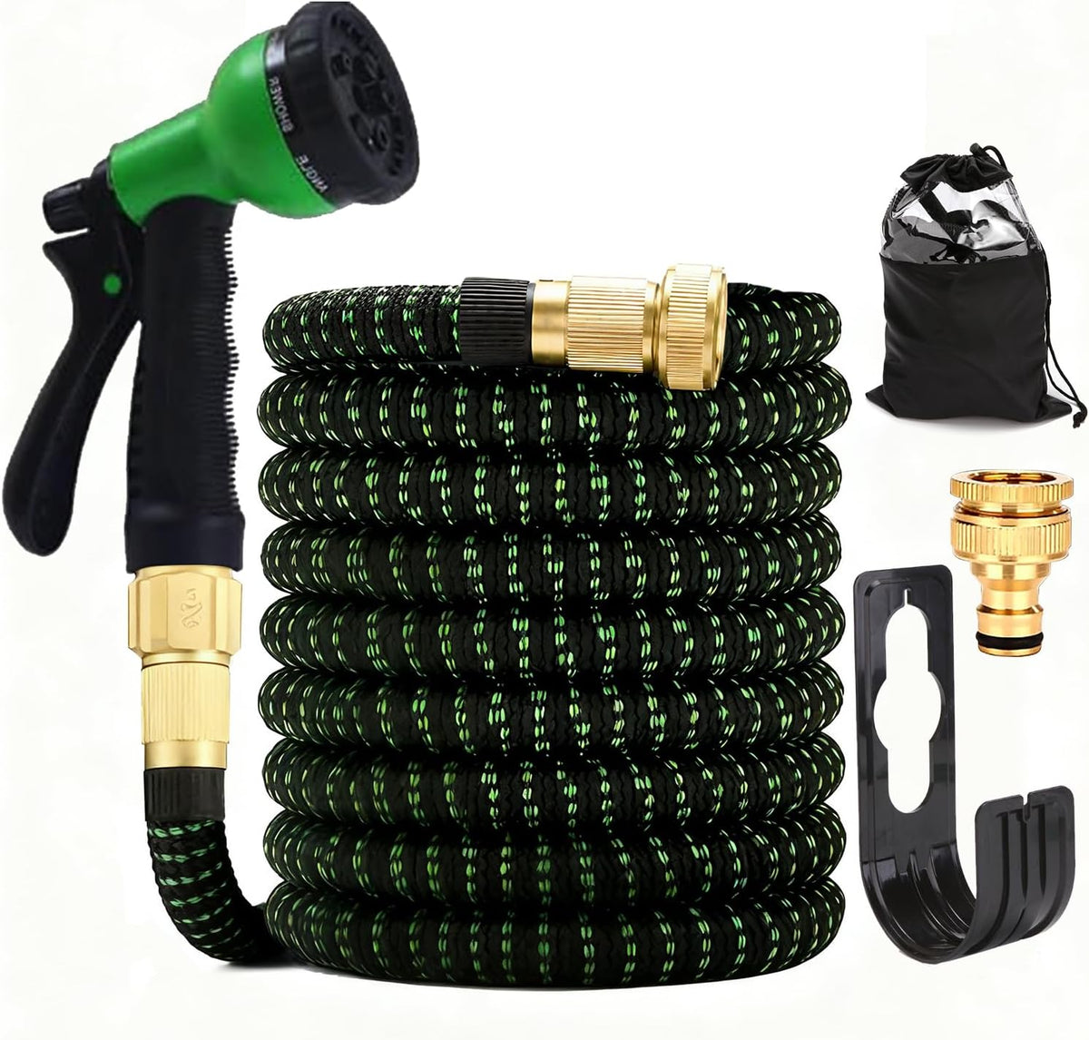 Stretch Garden Hose with 8-Function Nozzle, 7.5 m