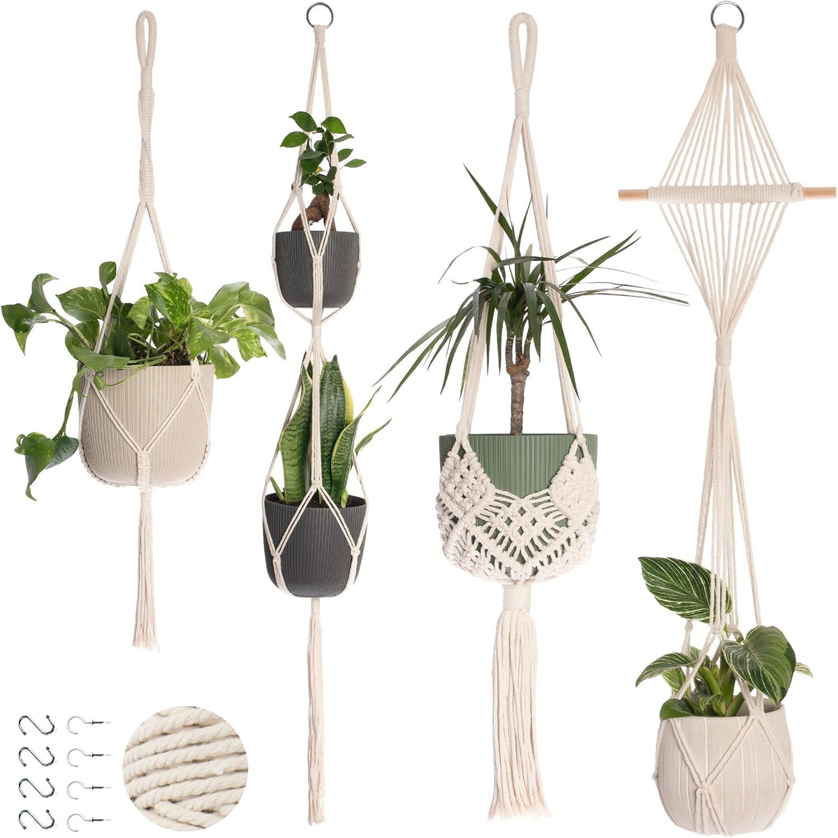 Nook Theory Macrame Plant Hangers, 6 Pack