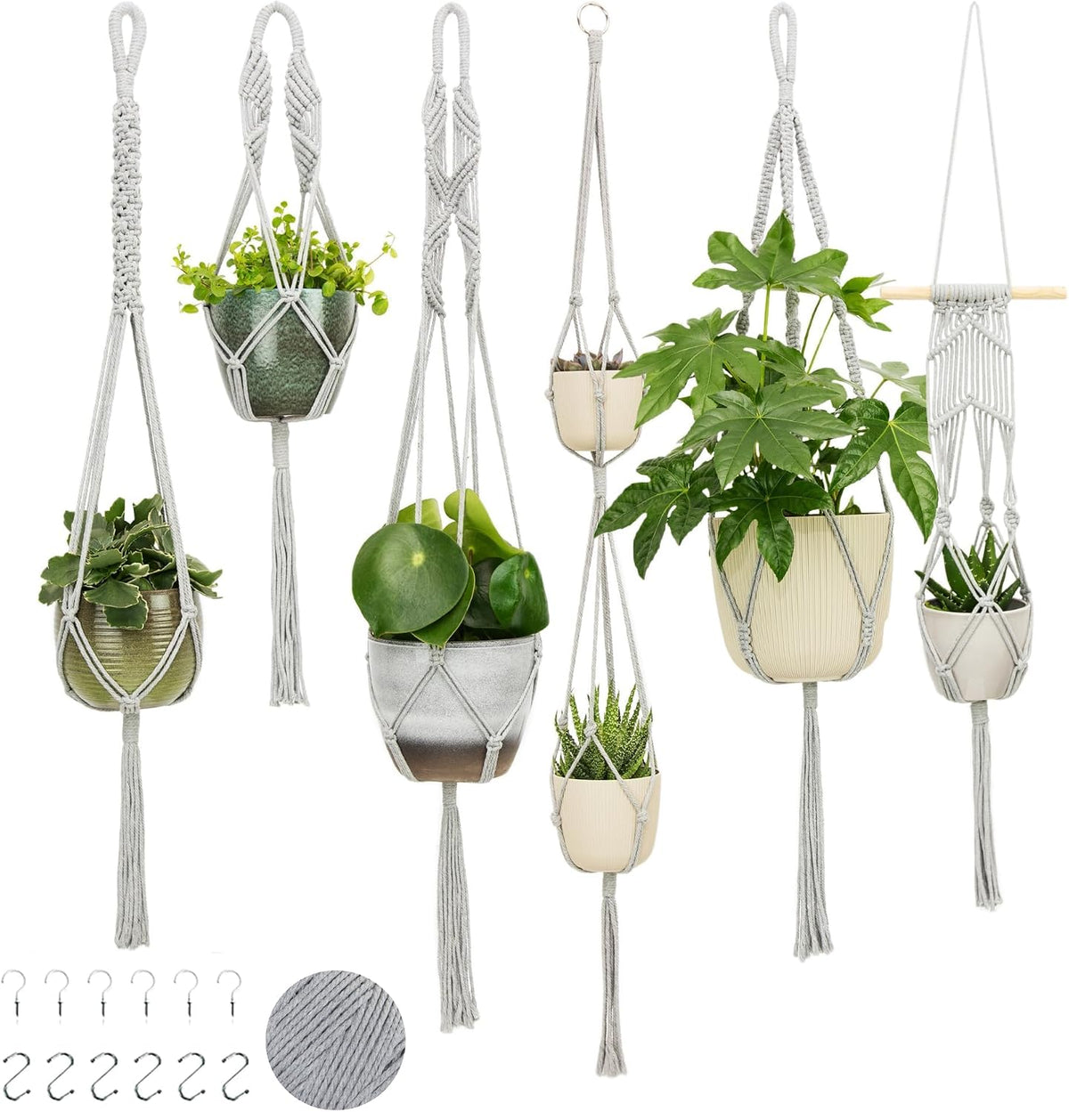 Nook Theory Macrame Plant Hangers, 6 Pack