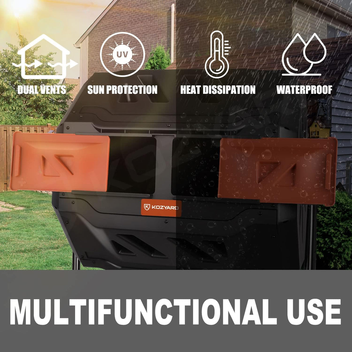 KOZYARD Dual-Chamber Compost Tumbler, 160 L