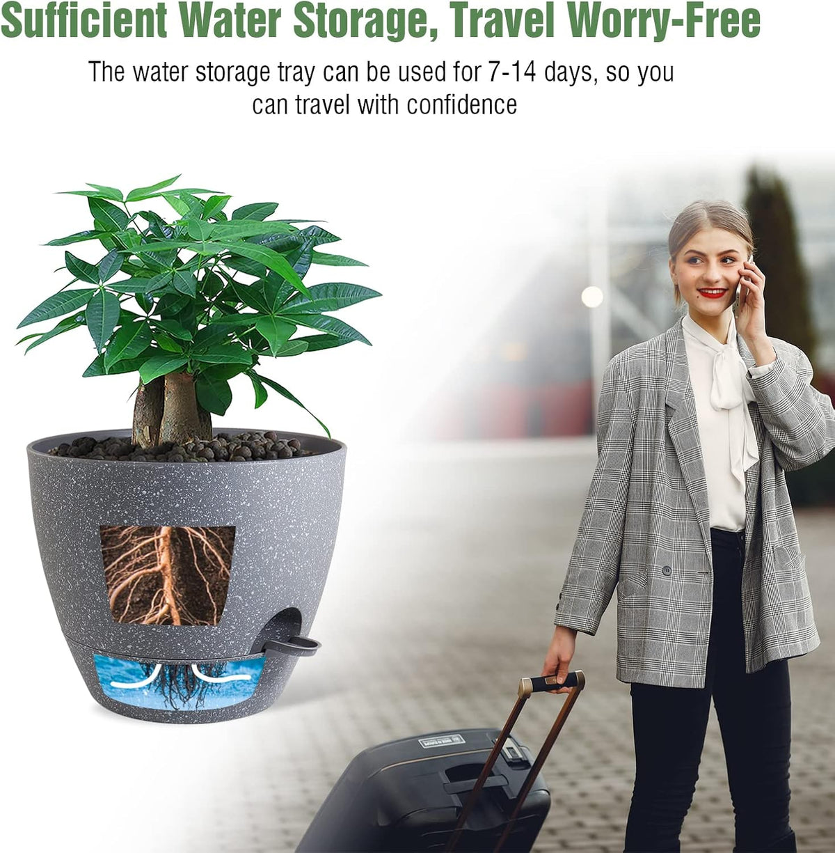 UOUZ Self-Watering Pots, 12 in, Black