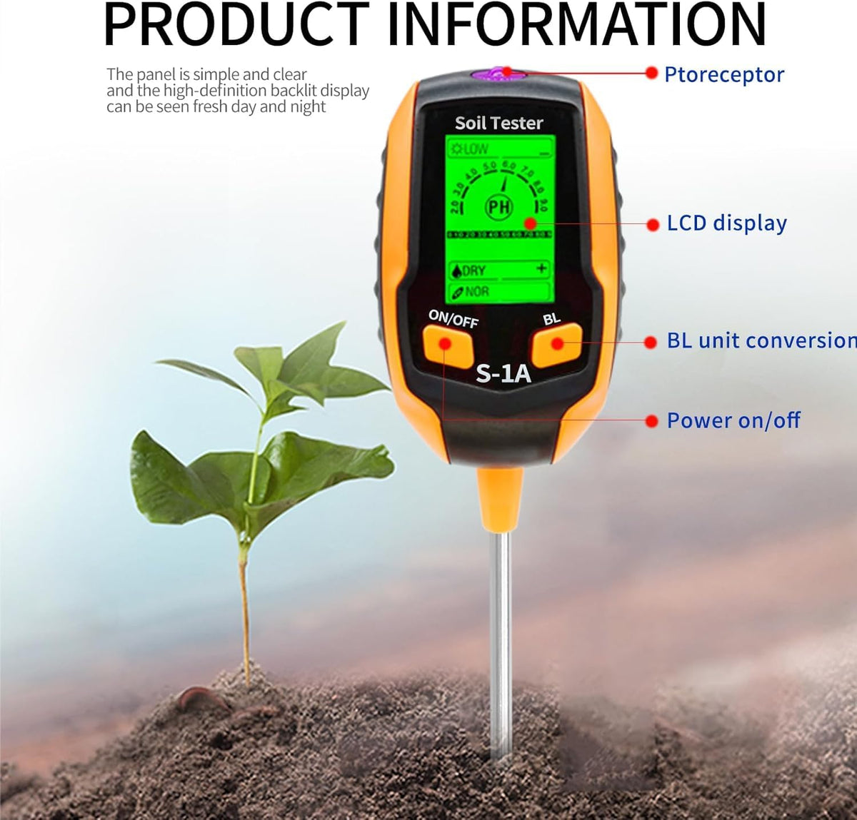 4-in-1 Soil pH & Moisture Meter