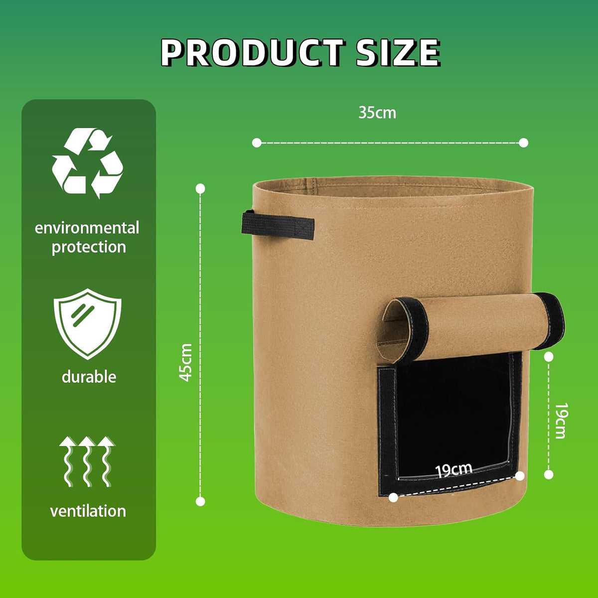Potato Grow Bags with Viewing Window, 3 Pack, 10 gal