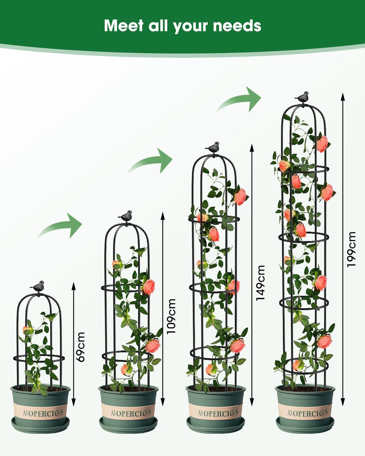 Garden Obelisk Trellis, 2 Pack, 189 x 27 cm