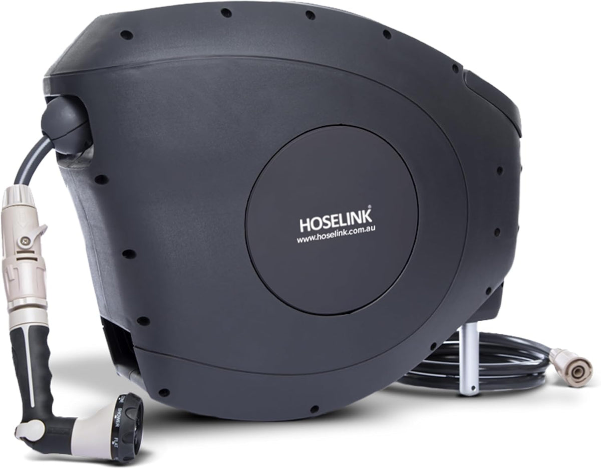 HOSELINK Retractable Garden Hose Reel, 30 m, Charcoal