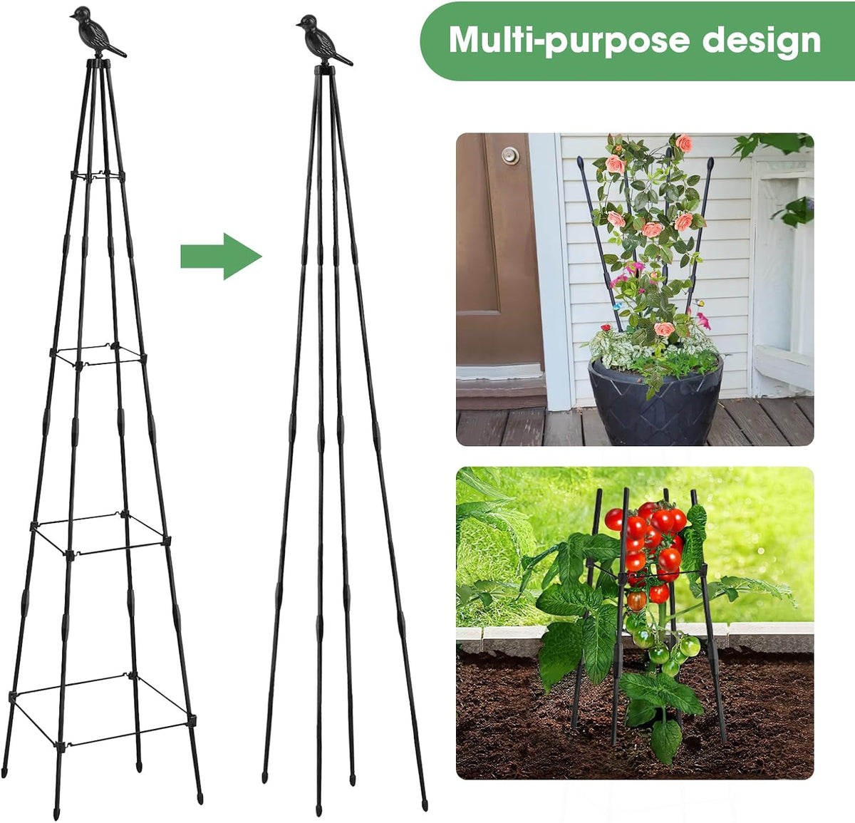 Adjustable Plant Trellis, 2 Pack, 65 in