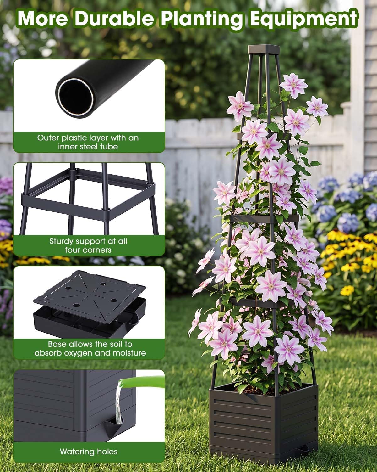 MYMULIKE Raised Garden Beds with Trellis, 2 Pack