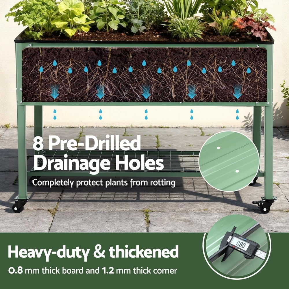 Green Fingers Mobile Raised Garden Bed, White