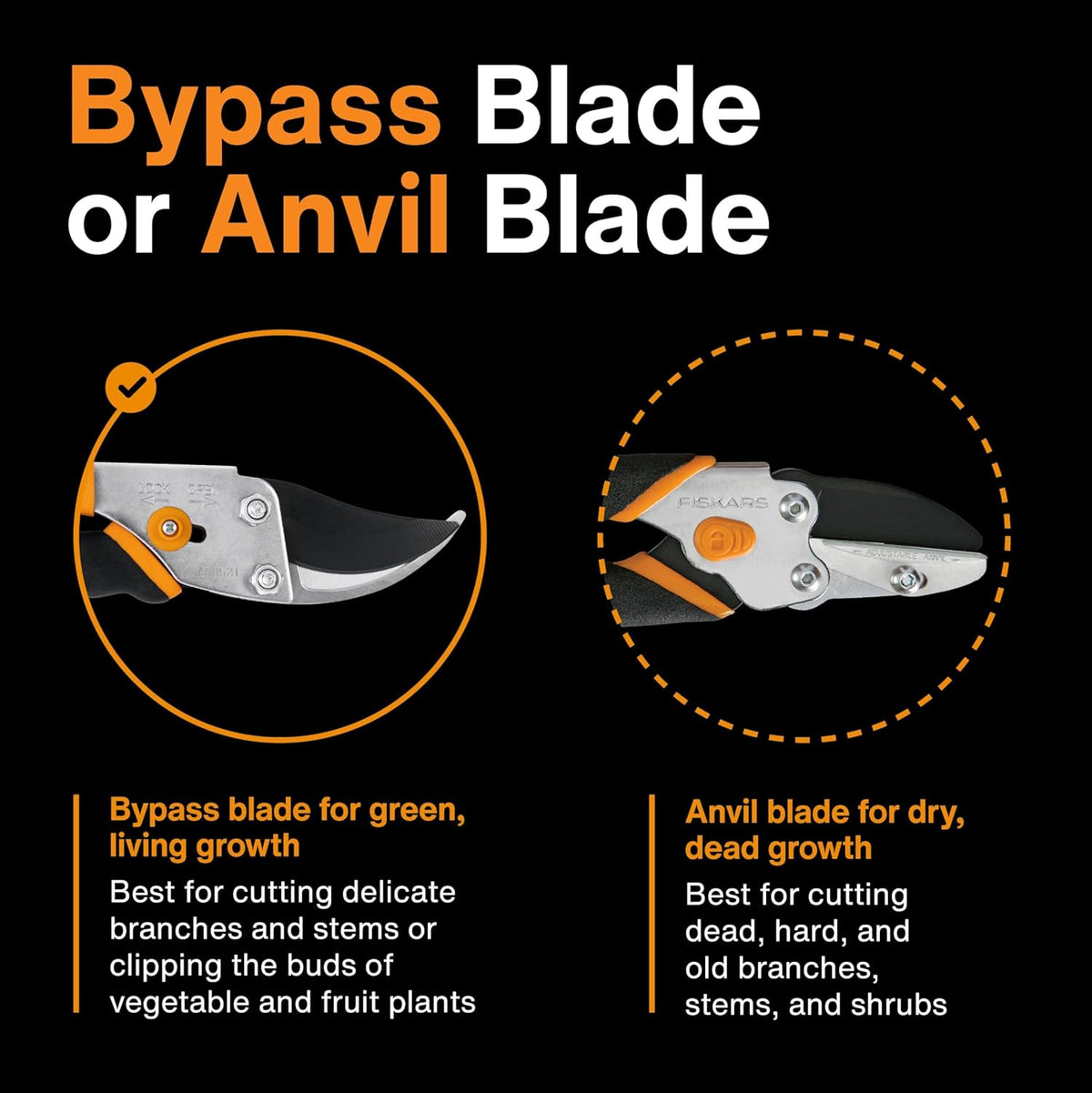Fiskars Bypass Pruning Shears, 5/8 in