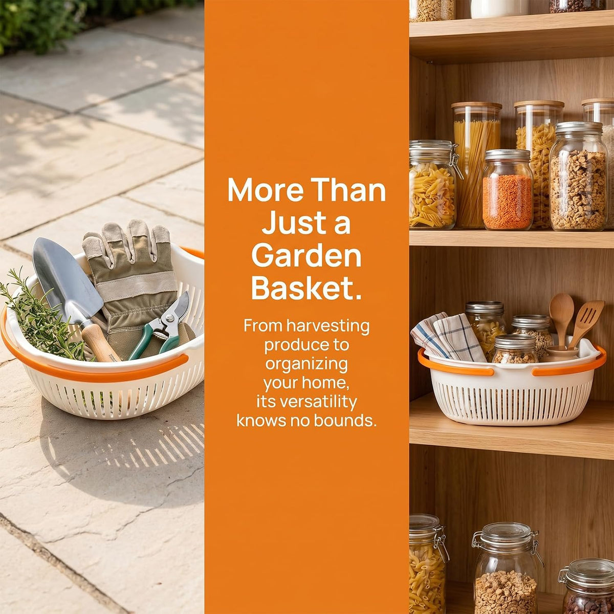 Garden Harvest Basket with Divider and Drain Holes