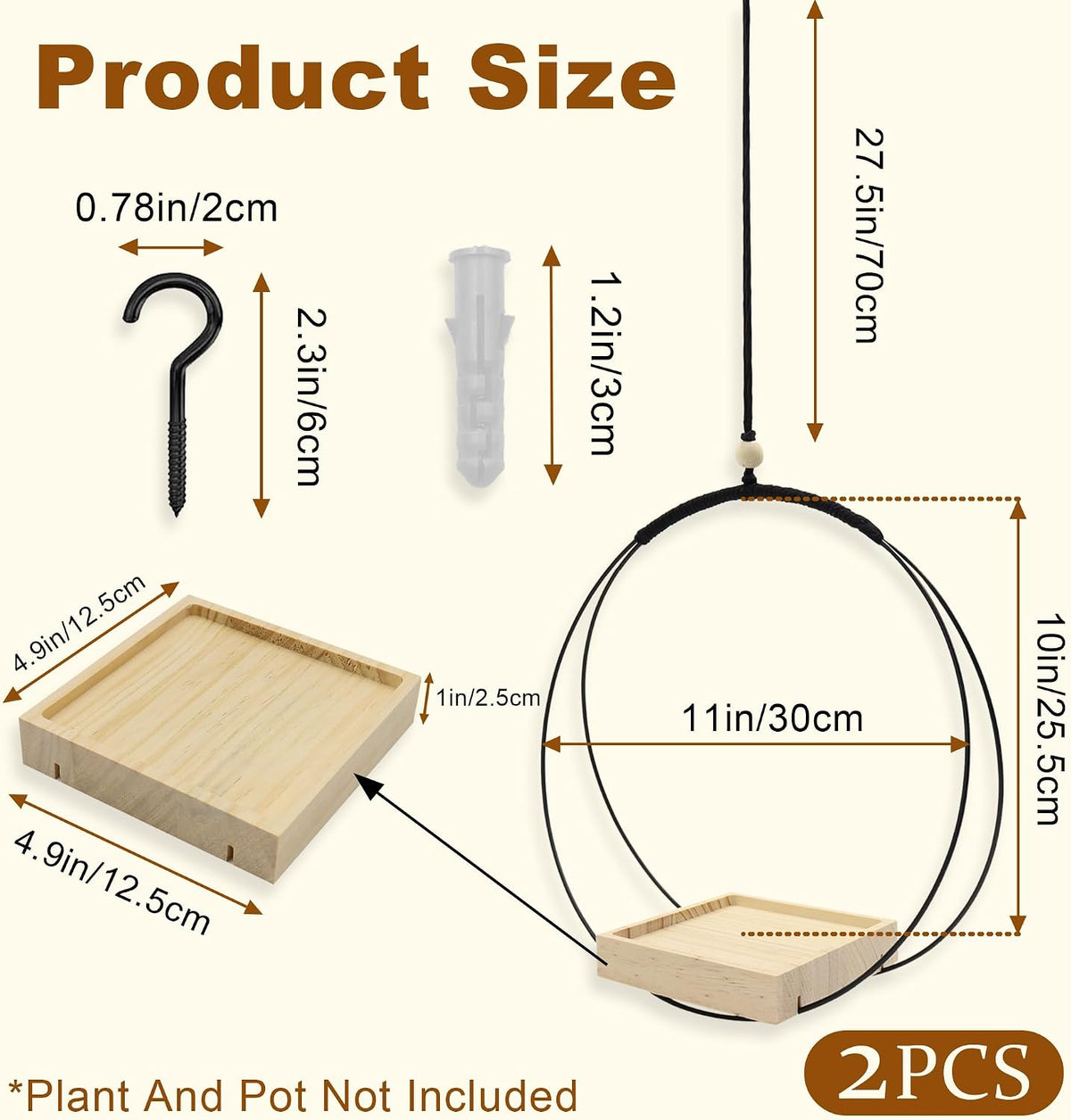 Hanging Plant Holders, 2 Pack