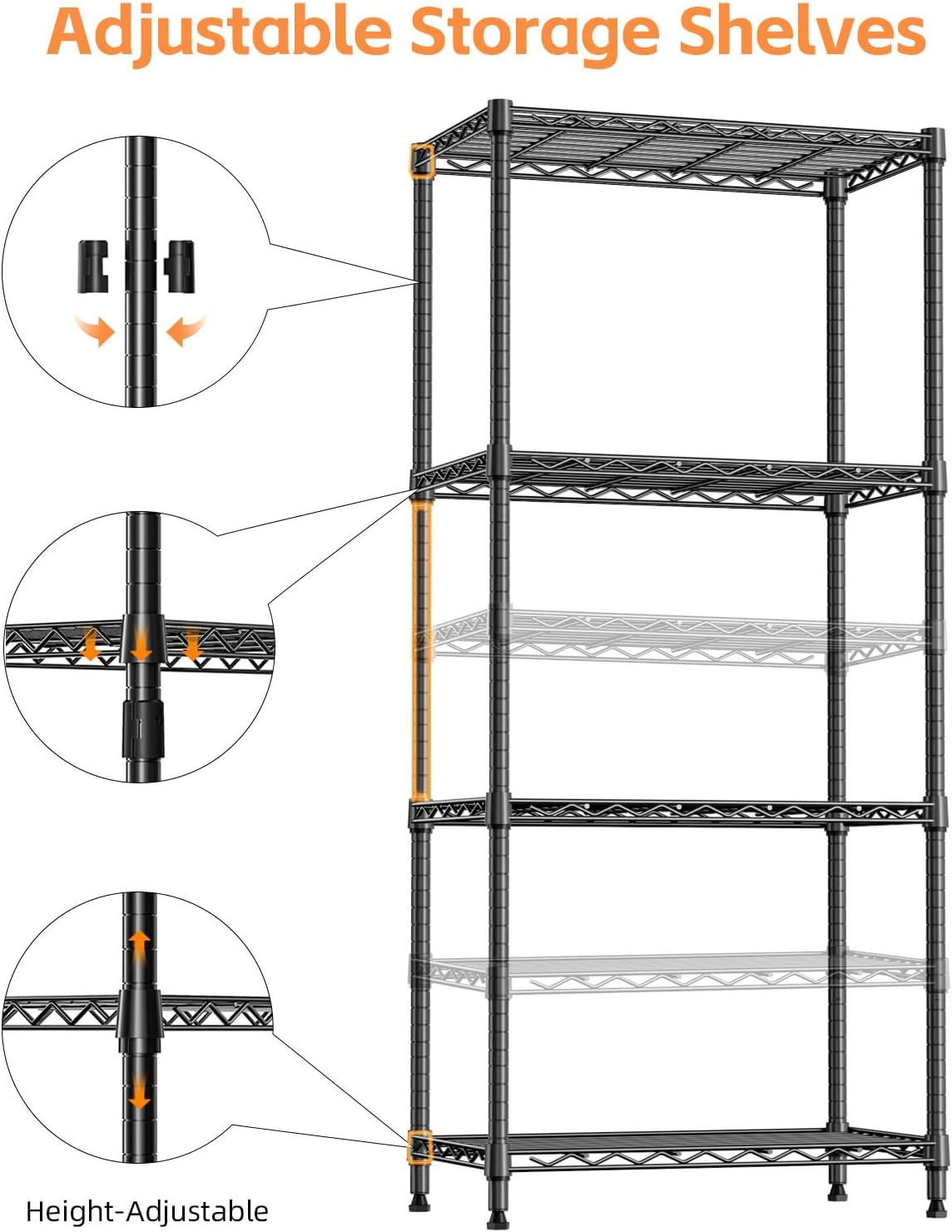 MZG Wire Storage Shelving Unit, 5 Tier