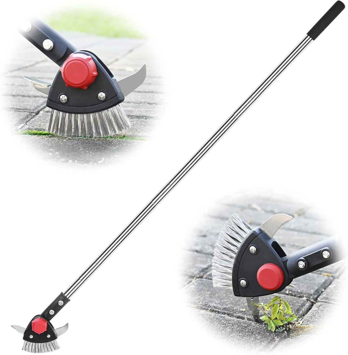 BARAYSTUS Adjustable Crack Weeder with Stainless Steel Brush