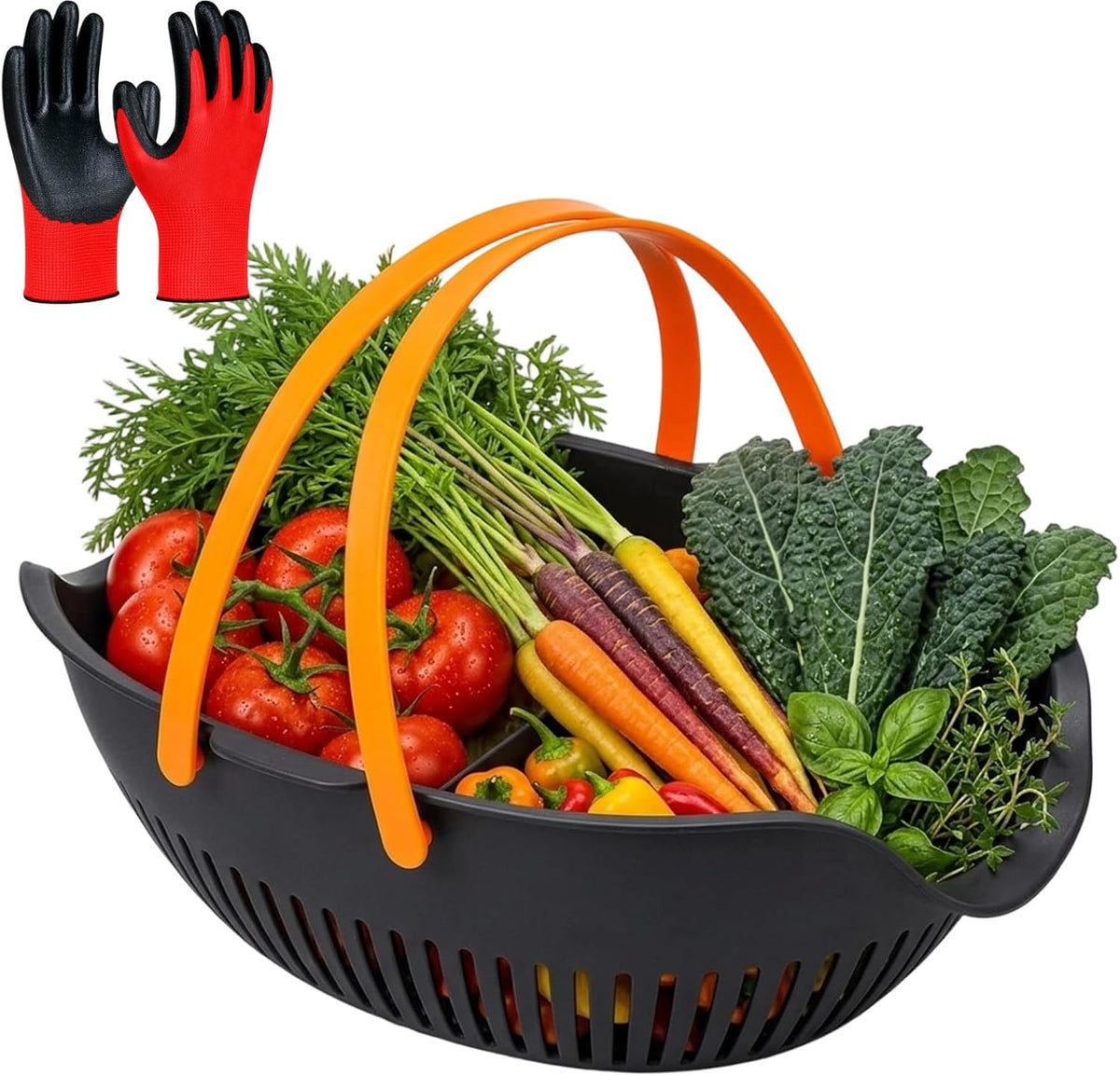 Garden Harvest Basket with Divider and Drain Holes