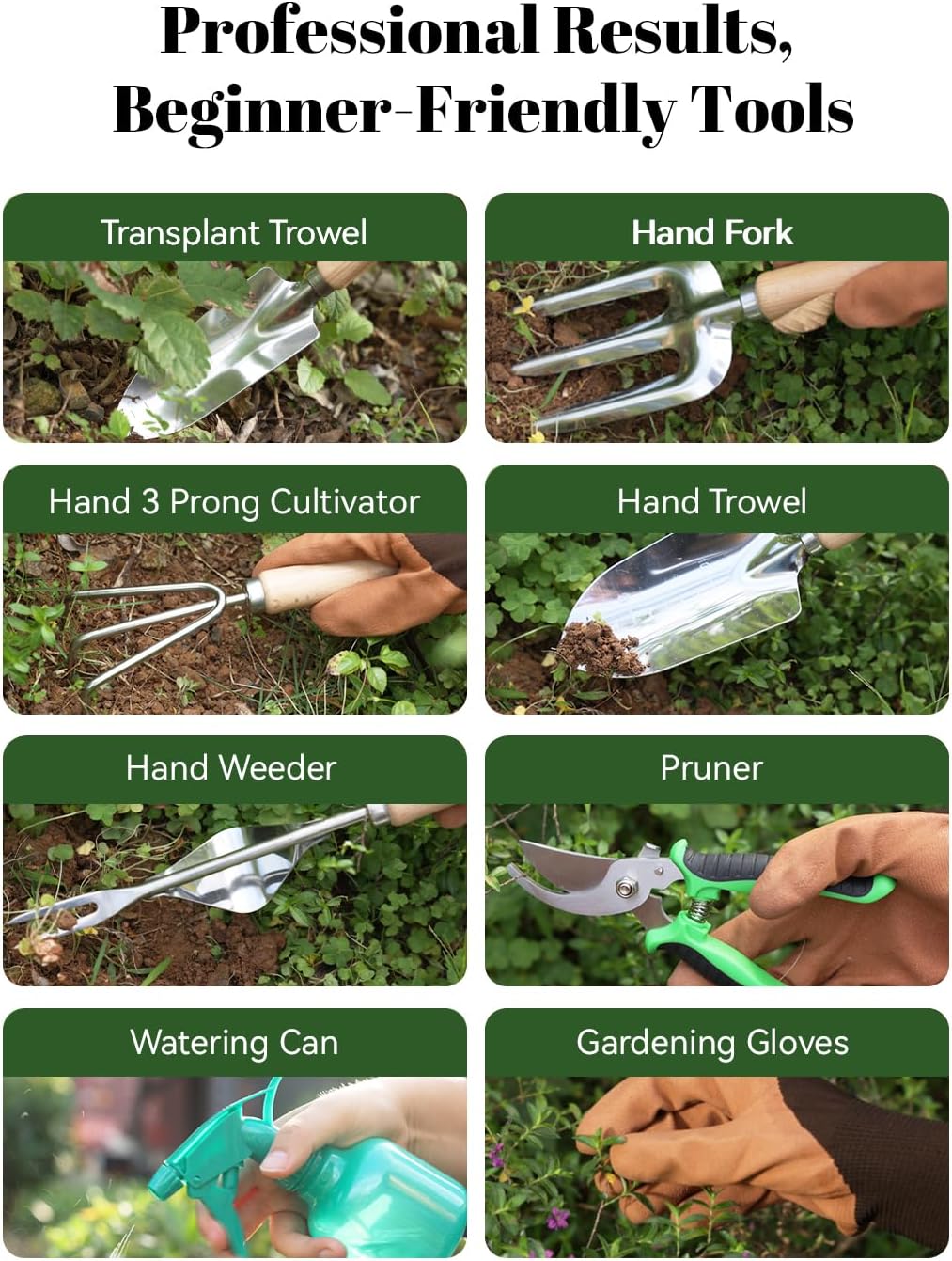 VerdantVibes Garden Tool Set, 9 Piece